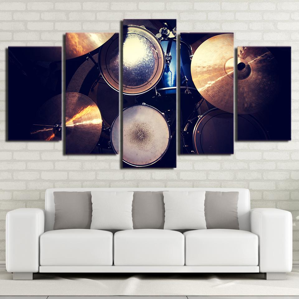 Vintage Drums Black – Music Canvas Wall Art