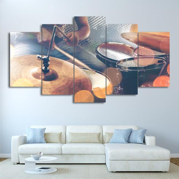 Vintage Drums Cymbals – Music Canvas Wall Art
