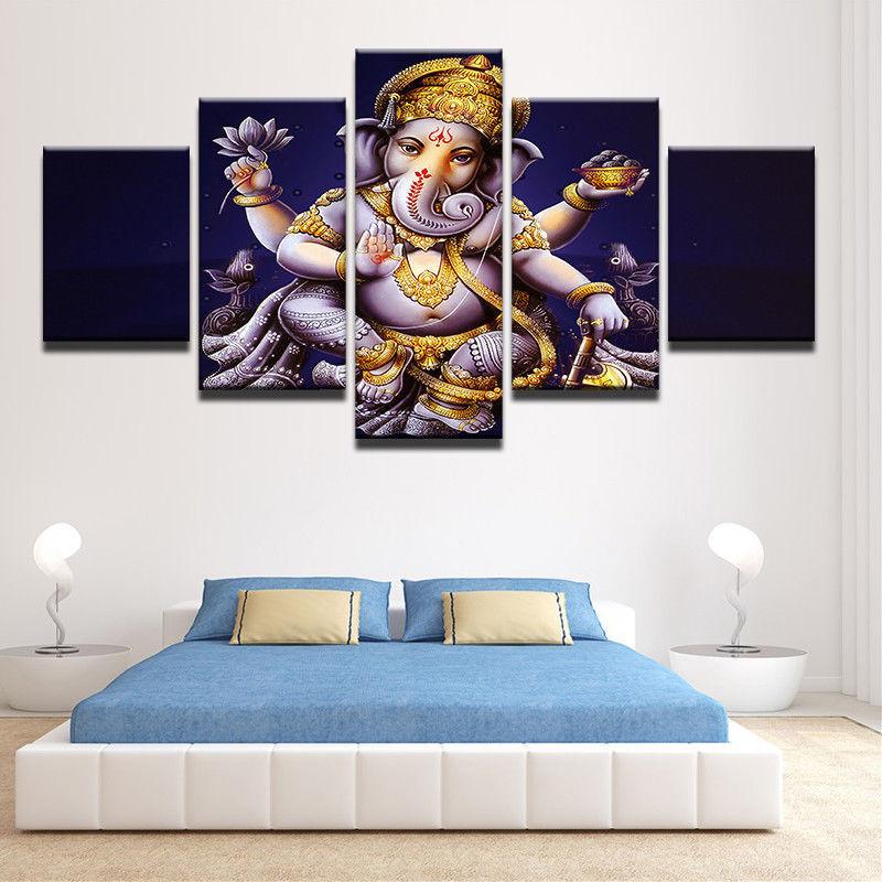 Vintage Ganesha Elephant Hindu God – Religion Canvas Wall Art