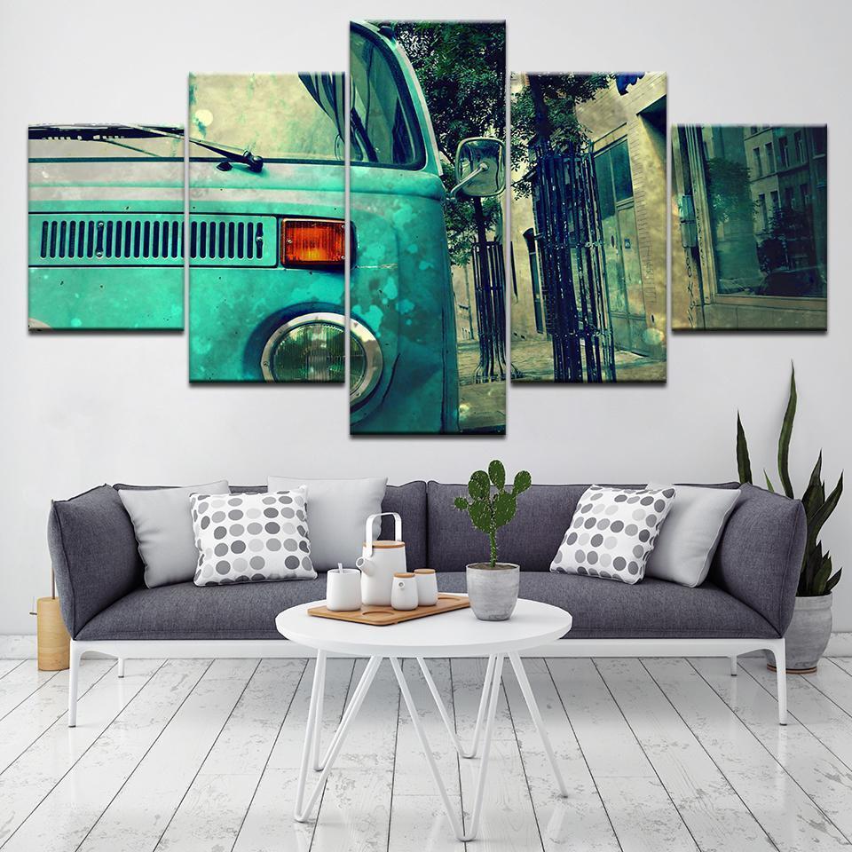 Vintage Green Bus 01 – Automative Canvas Wall Art