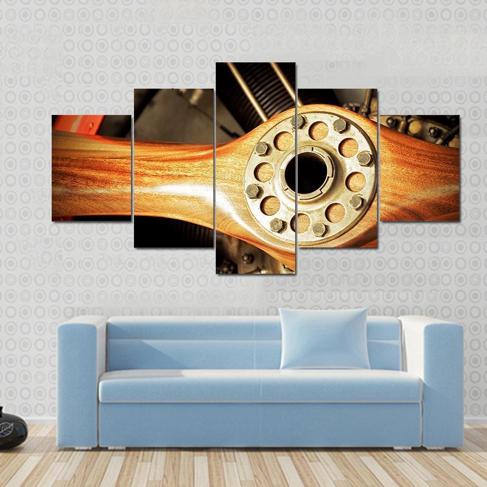 Vintage Wooden Aircraft Propeller And Engine Cylinders – Automative Canvas Wall Art