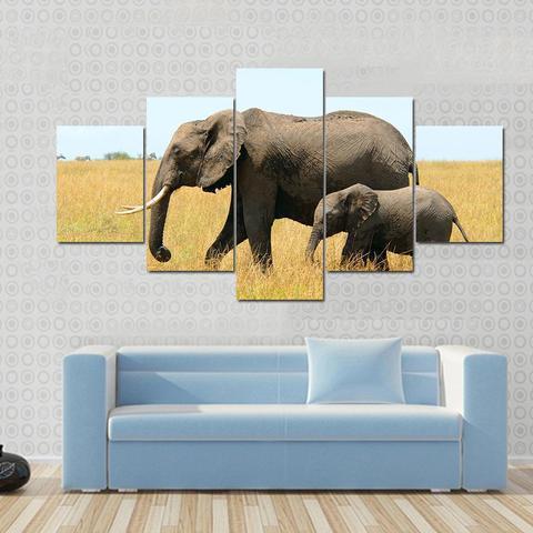 Walking African Elephants 1 – Animal Canvas Wall Art