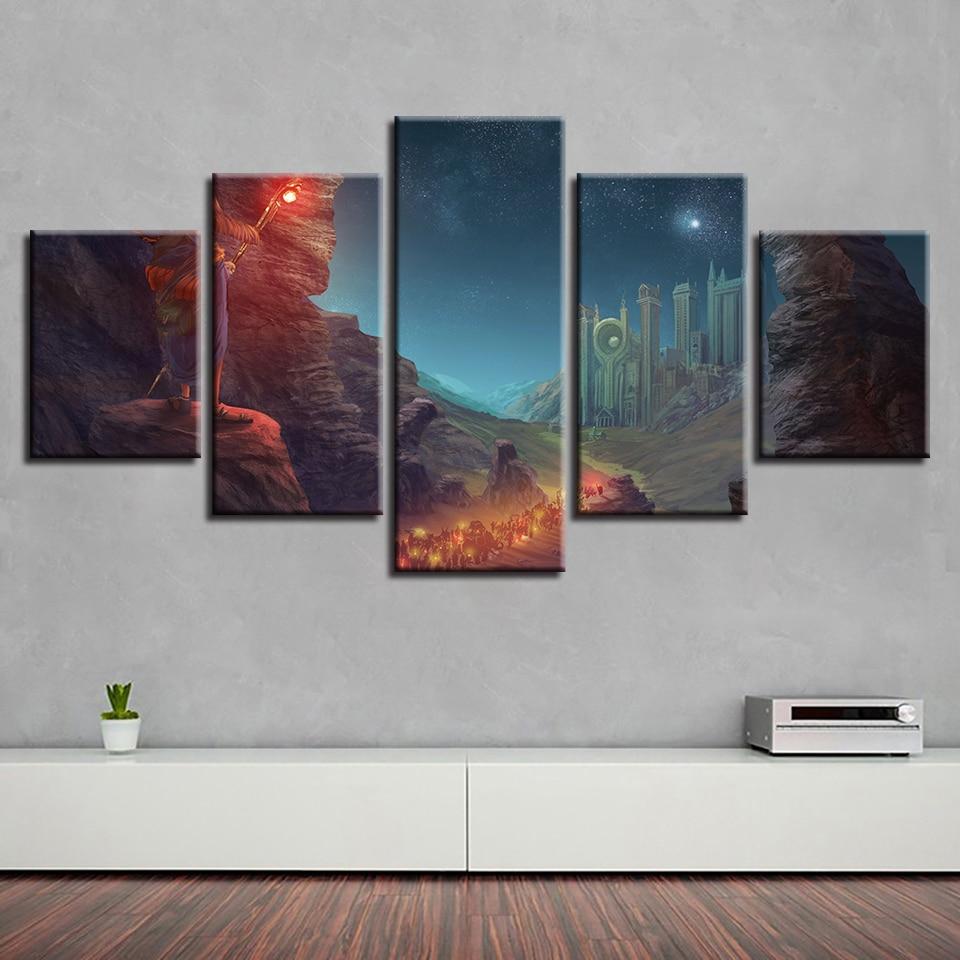Walking Stick Starry Sky Mountain Night – Nature Canvas Wall Art