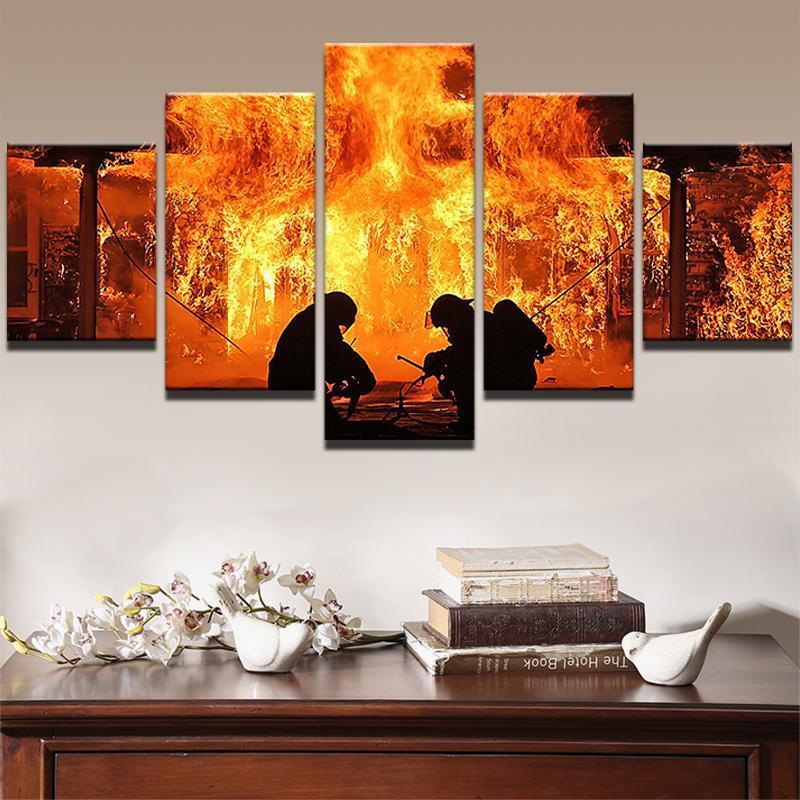 Warrior Fireman Fire Fighter – Career Canvas Wall Art