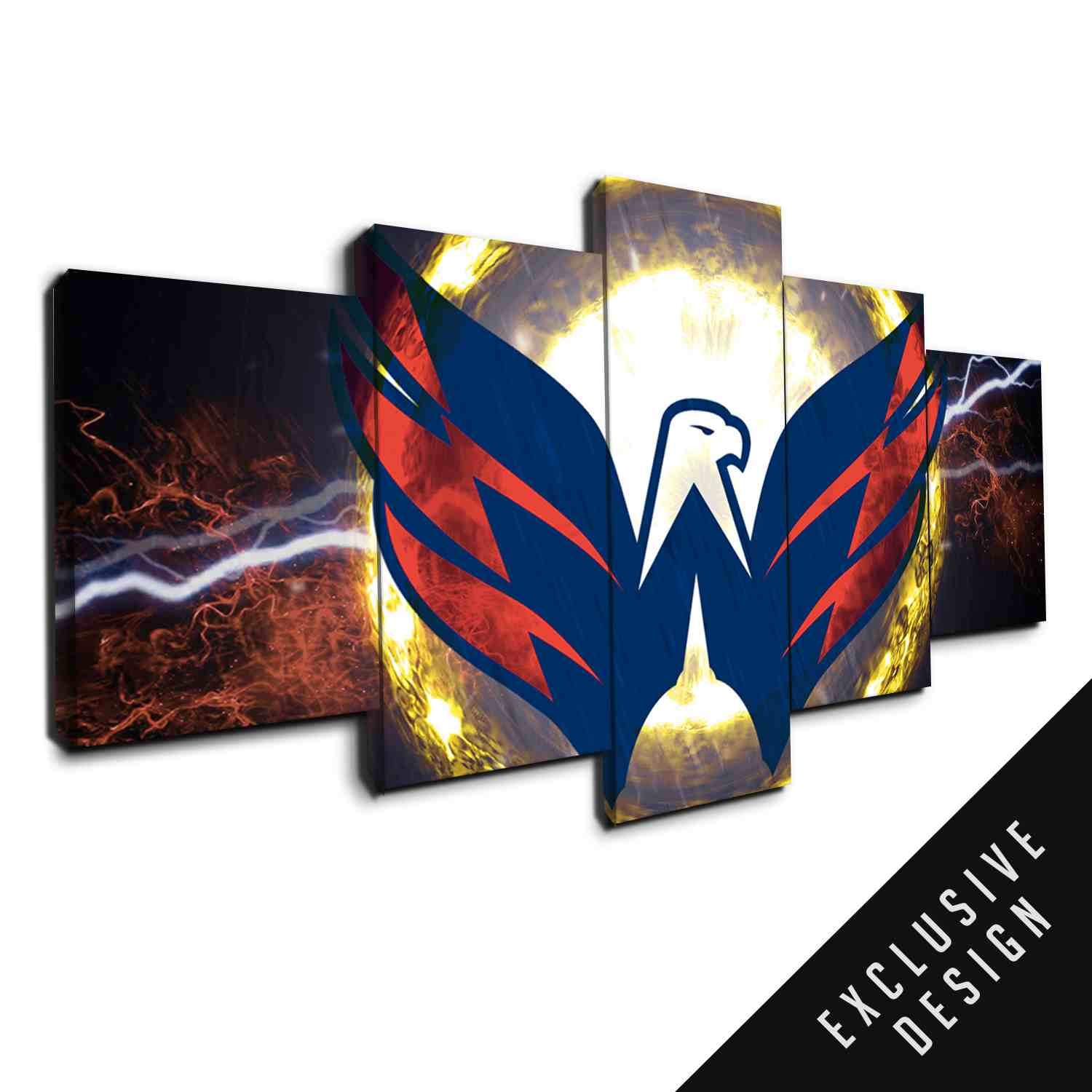 Washington Capitals Rooster NHL Team Thunderbolt – Sport Canvas Wall Art