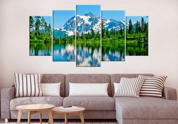 Washington Landscape Baker Lake – Nature Canvas Wall Art