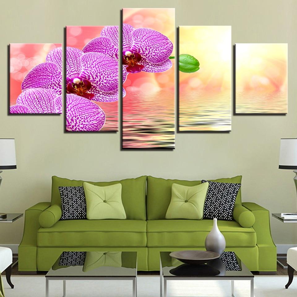 Water And Purple Flower Sunshine – Nature Canvas Wall Art