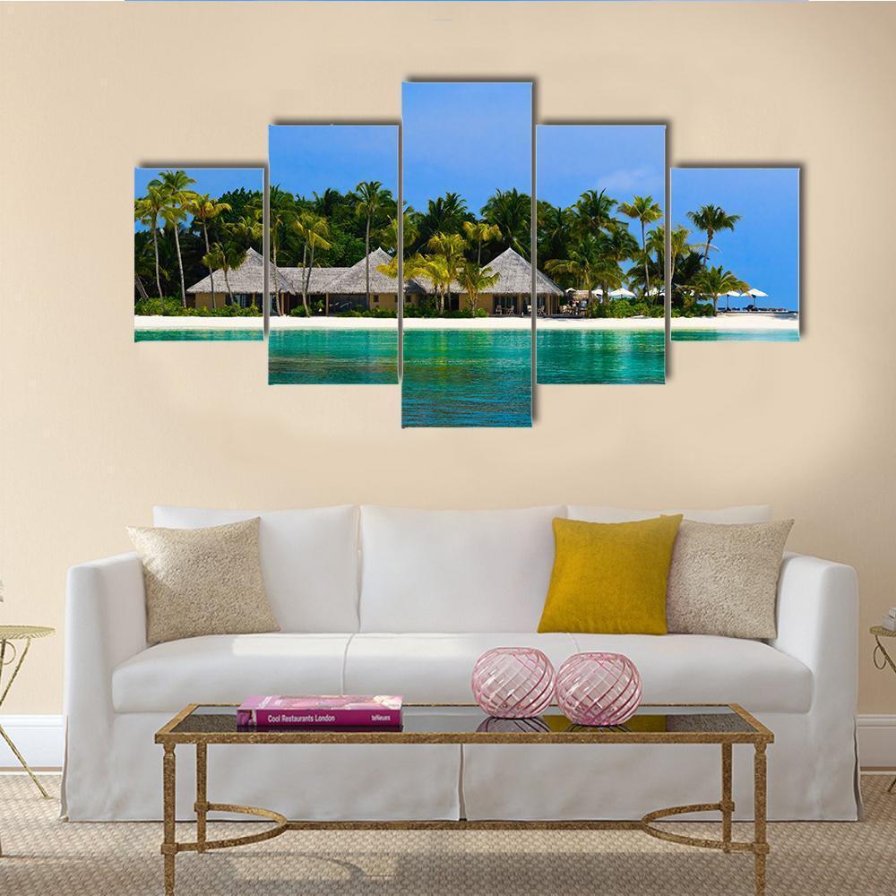 Water Bungalows On A Tropical Island – Nature Canvas Wall Art