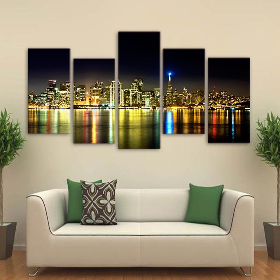Water City Night – Nature Canvas Wall Art