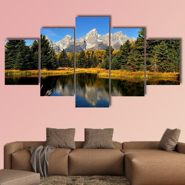 Water Reflections In Fall In The Grand Tetons – Nature Canvas Wall Art