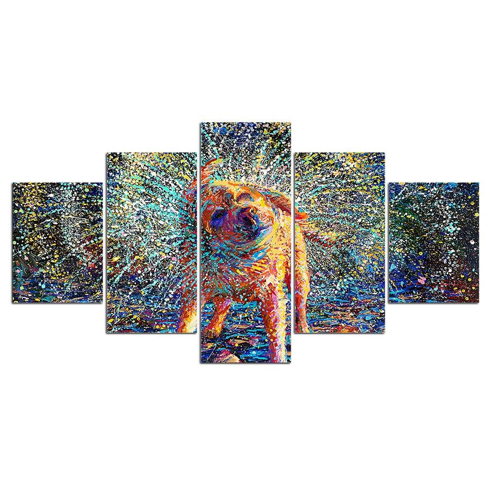 Watercolor Colorful Pet Dog Puppy – Animal Canvas Wall Art