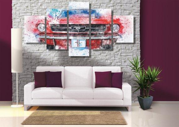Watercolor Mustang – Automative Canvas Wall Art