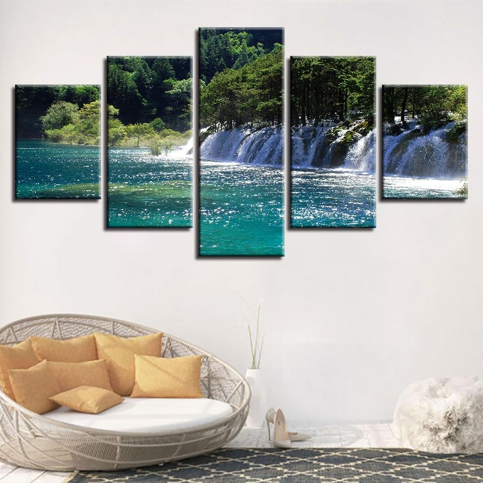 Waterfall Forest Lake – Nature Canvas Wall Art