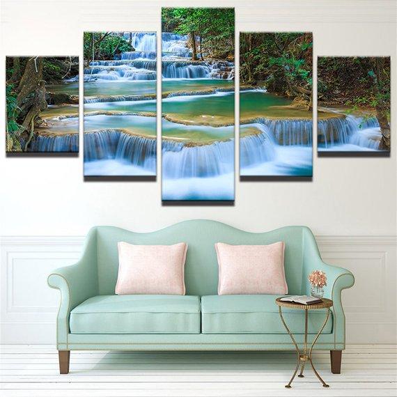 Waterfall Lake View – Nature Canvas Wall Art