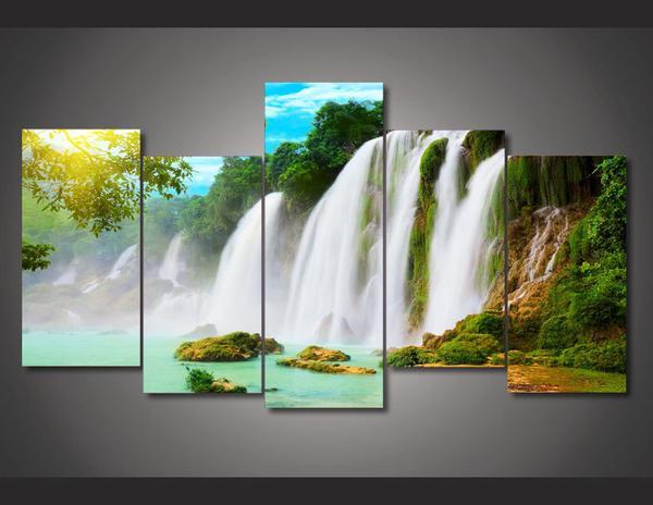 Waterfall Trees Mountain 03 – Nature Canvas Wall Art