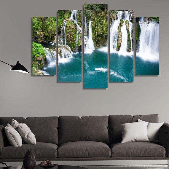 Waterfalls Of Martin Brod On Una National Park – Nature Canvas Wall Art