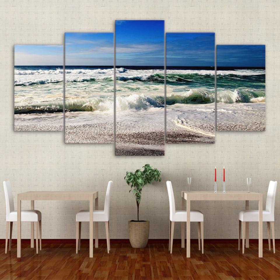 Waves Sea Sky Coast – Space Canvas Wall Art