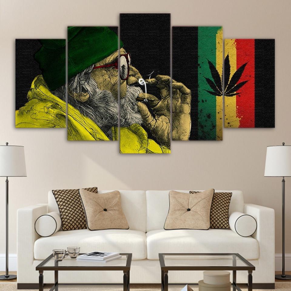Weed With The Old Man Smoking 01 – Abstract Canvas Wall Art