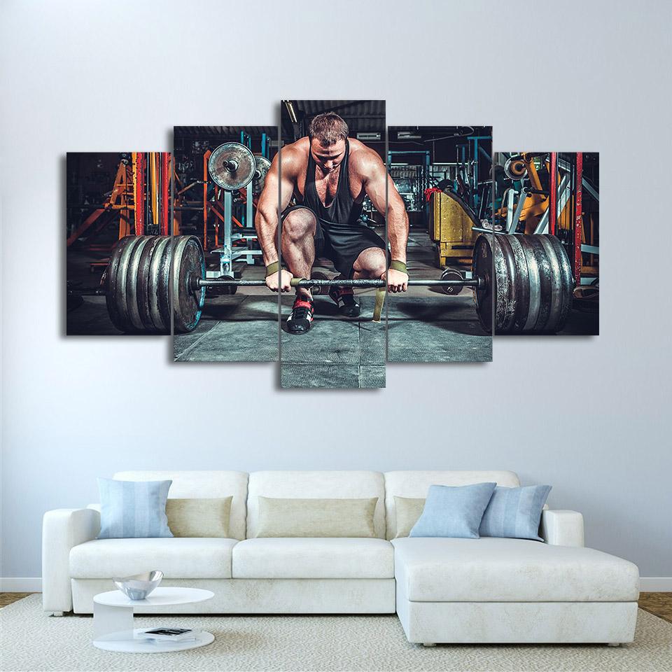 Weightlifting Fitness Equipment Sport Canvas Wall Art