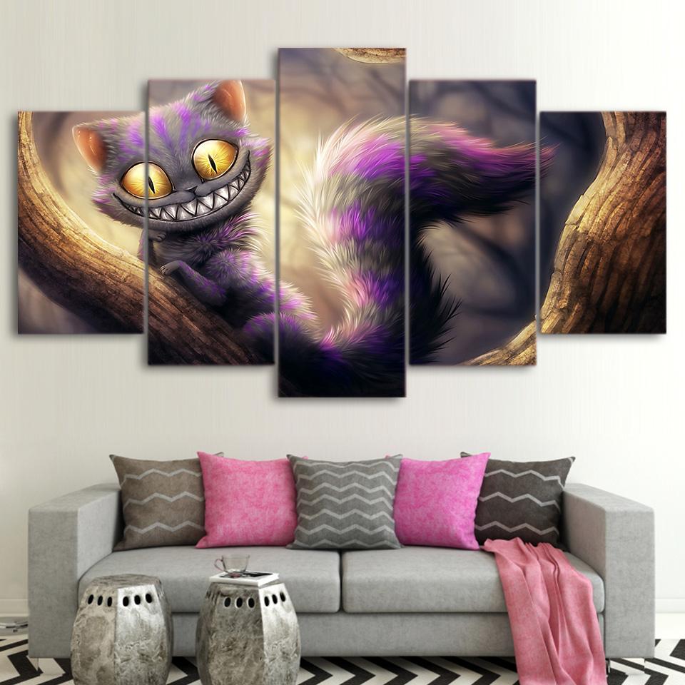 Weird Cat Alice In Wonderland – Cartoon Canvas Wall Art