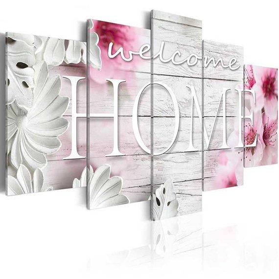Welcome Home Wood Look Beachy – Abstract Canvas Wall Art