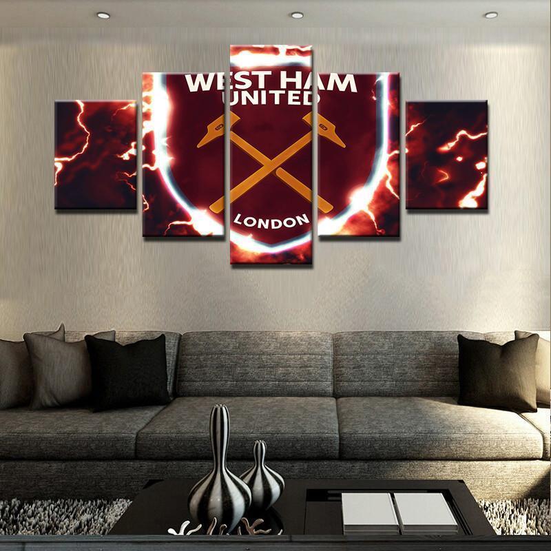 West Ham United Thunder Logo Soccer – Canvas Wall Art
