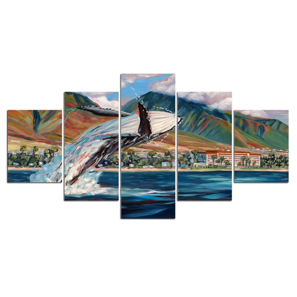 Whale Breaking Water – Animal Canvas Wall Art