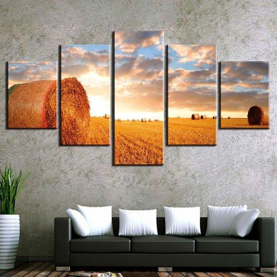 Wheat Field Farm Hay Bale – Nature Canvas Wall Art