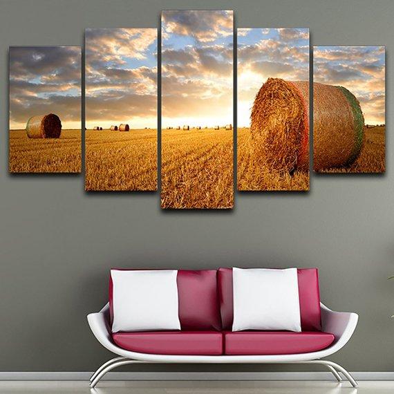 Wheat Field Wheat Field Sunset – Nature Canvas Wall Art