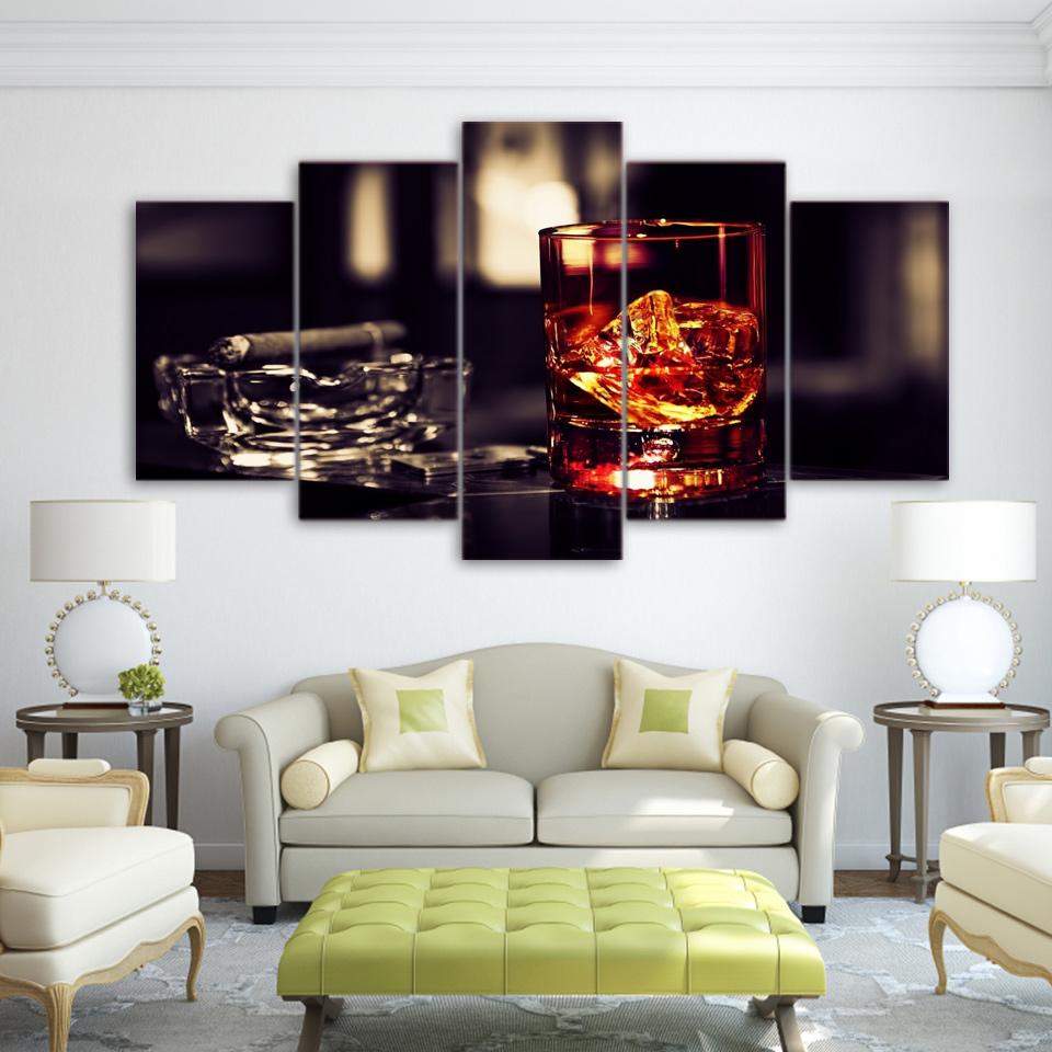 Whisky Ice Cigar – Wine Canvas Wall Art
