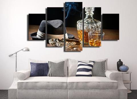 Whisky With Cigarette – Wine Canvas Wall Art