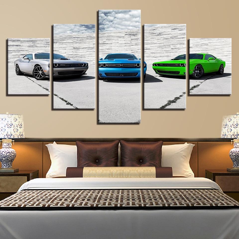 White Blue Green Car – Automative Canvas Wall Art