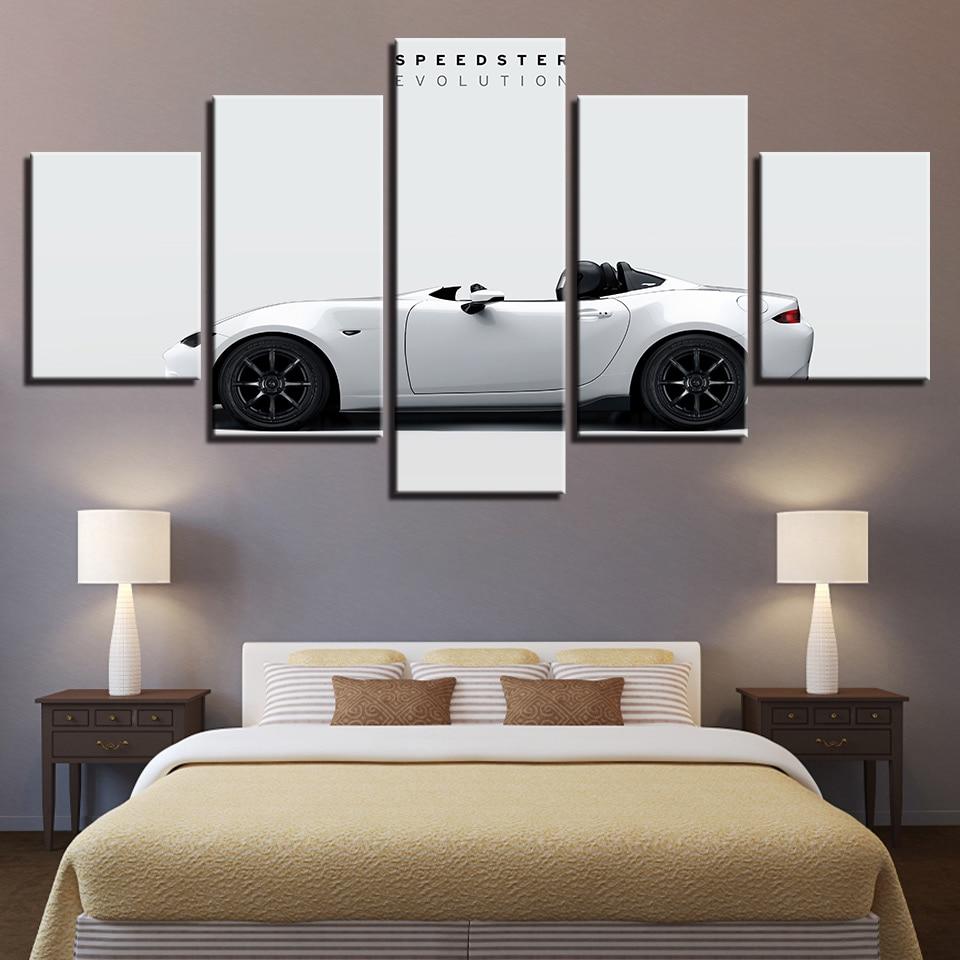 White Car And Letters – Automative Canvas Wall Art