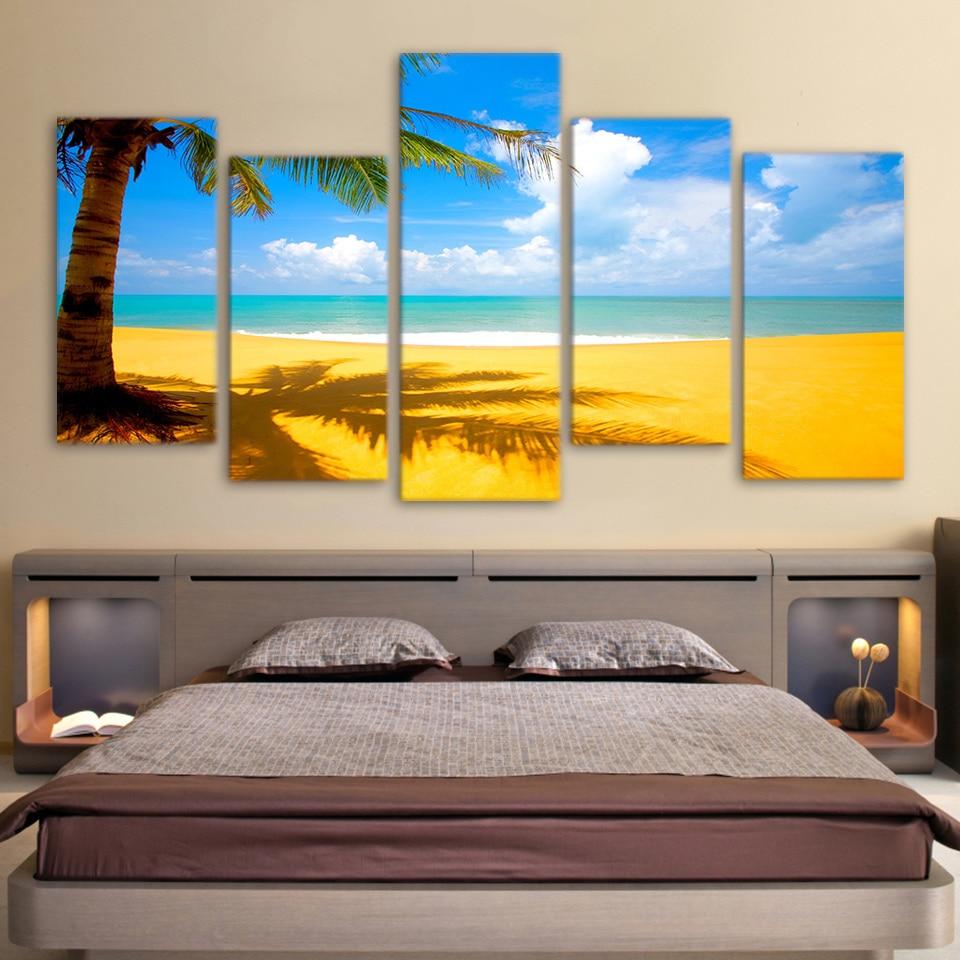 White Clouds Beach Coconut Tree – Nature Canvas Wall Art