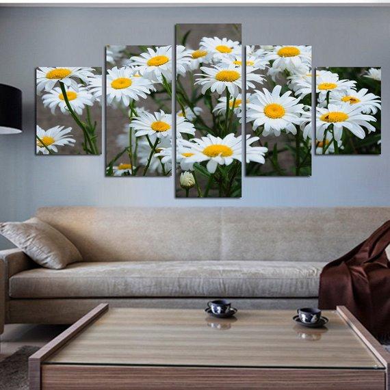 White Daisy Beautiful Sunflowers – Nature Canvas Wall Art