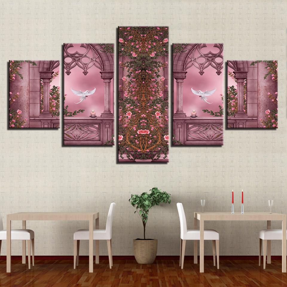 White Dove And Flower – Nature Canvas Wall Art