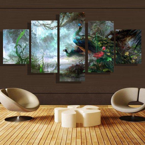 White Horse Peacock – Animal Canvas Wall Art