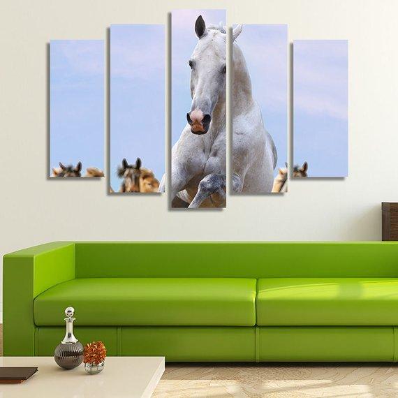White Horse Running 03 – Animal Canvas Wall Art