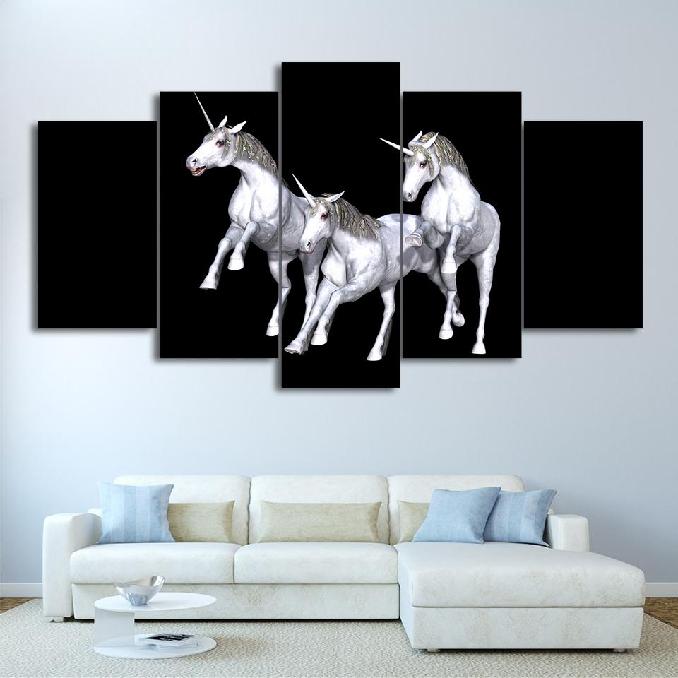 White Horses 3 – Abstract Animal Canvas Wall Art