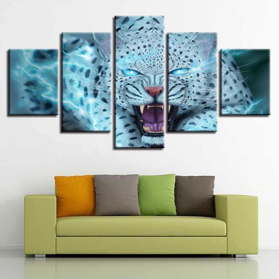 White Leopard Tiger – Abstract Animal Canvas Wall Art