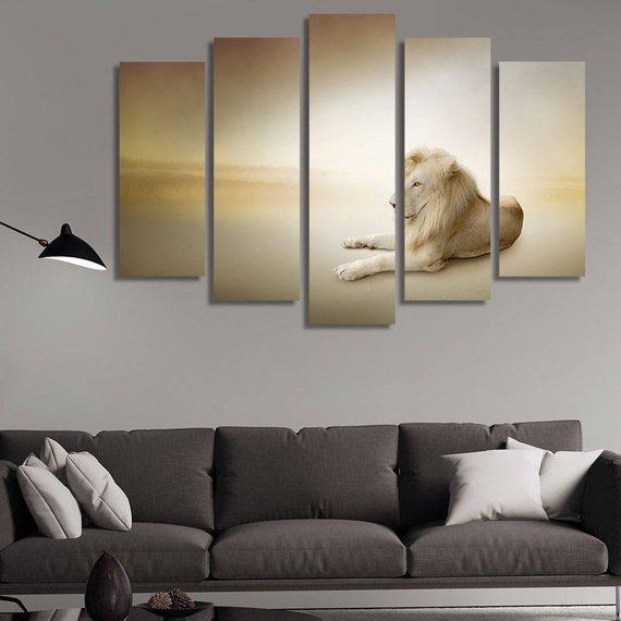 White Lion Lying 01 – Animal Canvas Wall Art