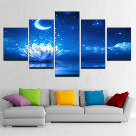 White Lotus By Moonlight – Nature Canvas Wall Art