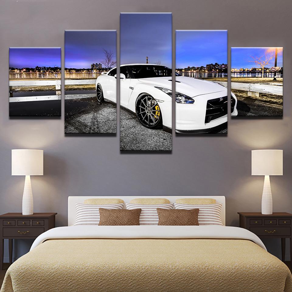 White Luxury Sports Car – Automative Canvas Wall Art