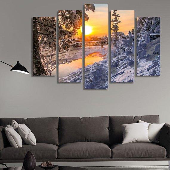 White Snow Covered The Place – Nature Canvas Wall Art