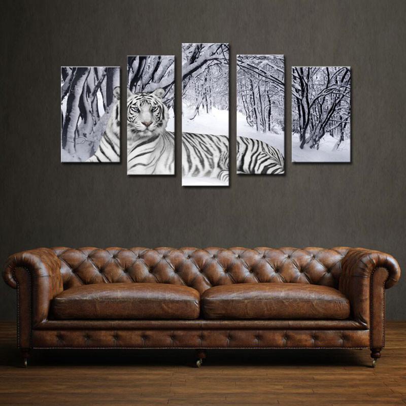 White Tiger In Snow Forest – Animal Canvas Wall Art