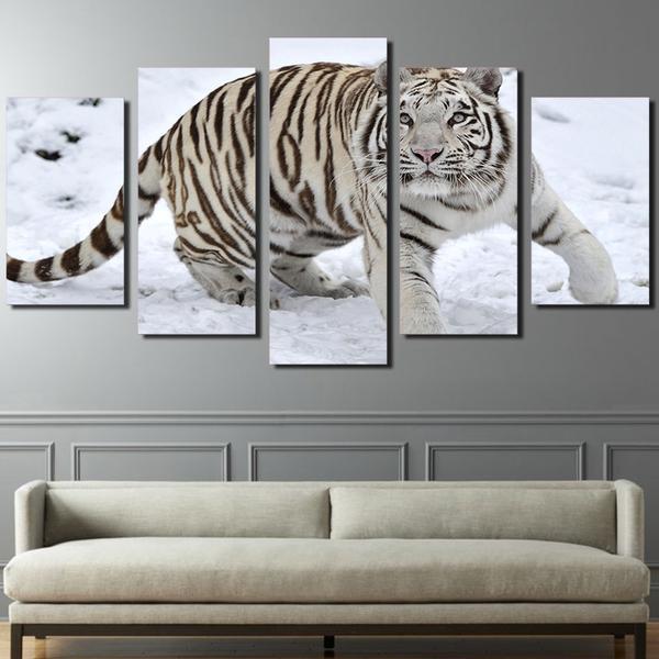 White Tiger Snow – Animal Canvas Wall Art