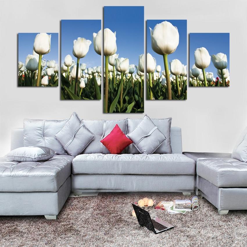 White Tulips Flower – Nature Canvas Wall Art