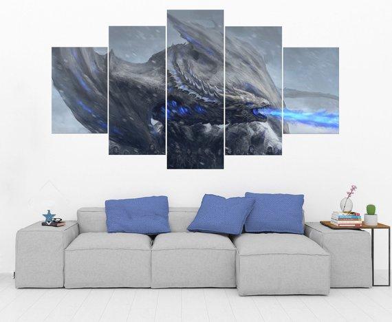 White Walker Dragon Game Of Thrones – Movie Canvas Wall Art