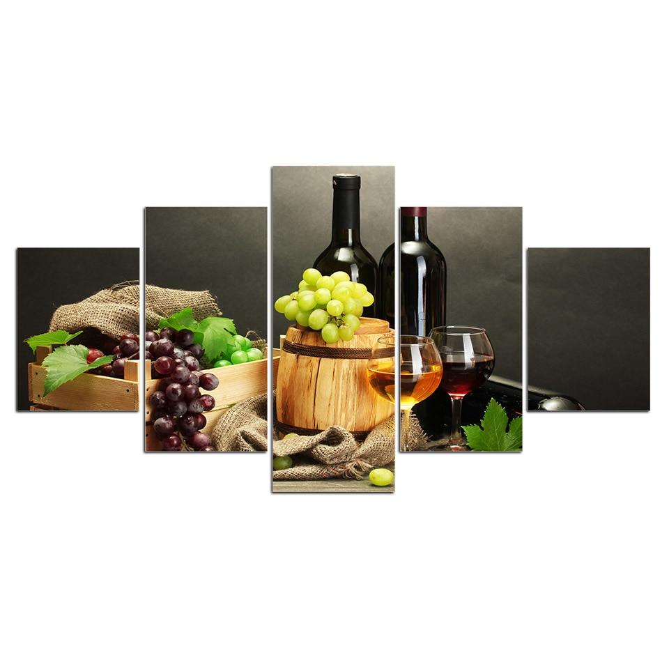 White Wine Racks Grapes For Bar – Wine Canvas Wall Art