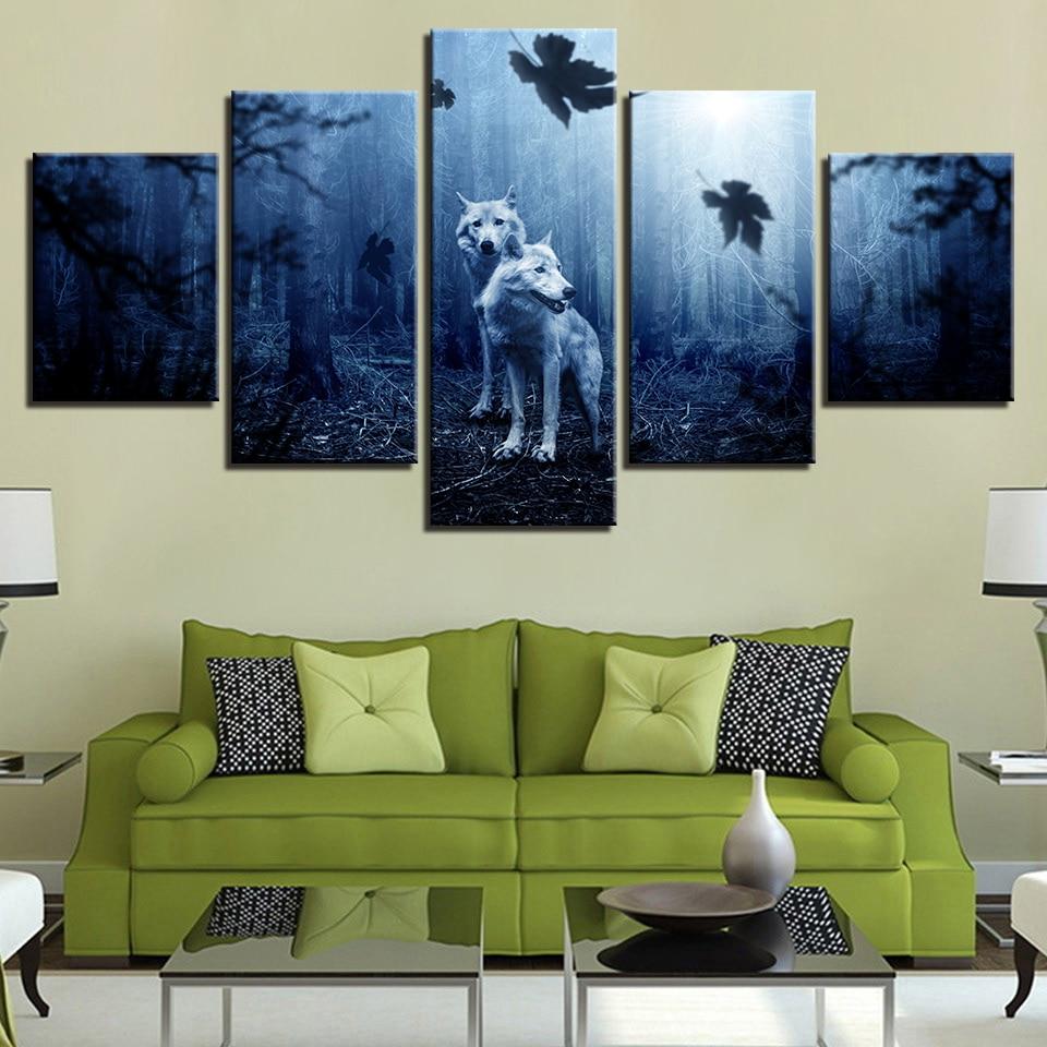 White Wolf Couple – Animal Canvas Wall Art